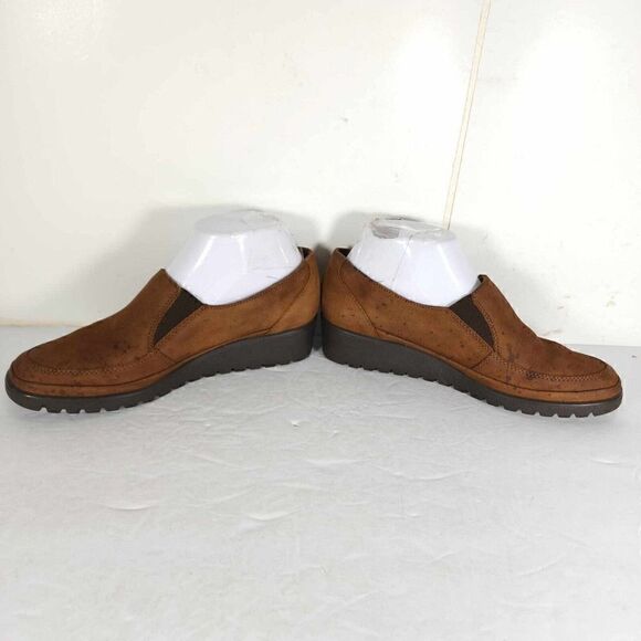 Mephisto Women's US 7 Brown Leather Slip-On Comfort Wedge Loafers - Picture 6 of 15